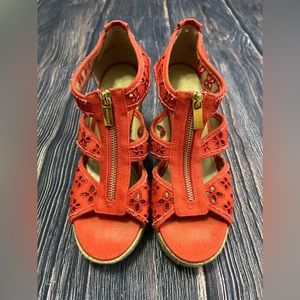 Michael Kors red/orange wedges- size 7.5